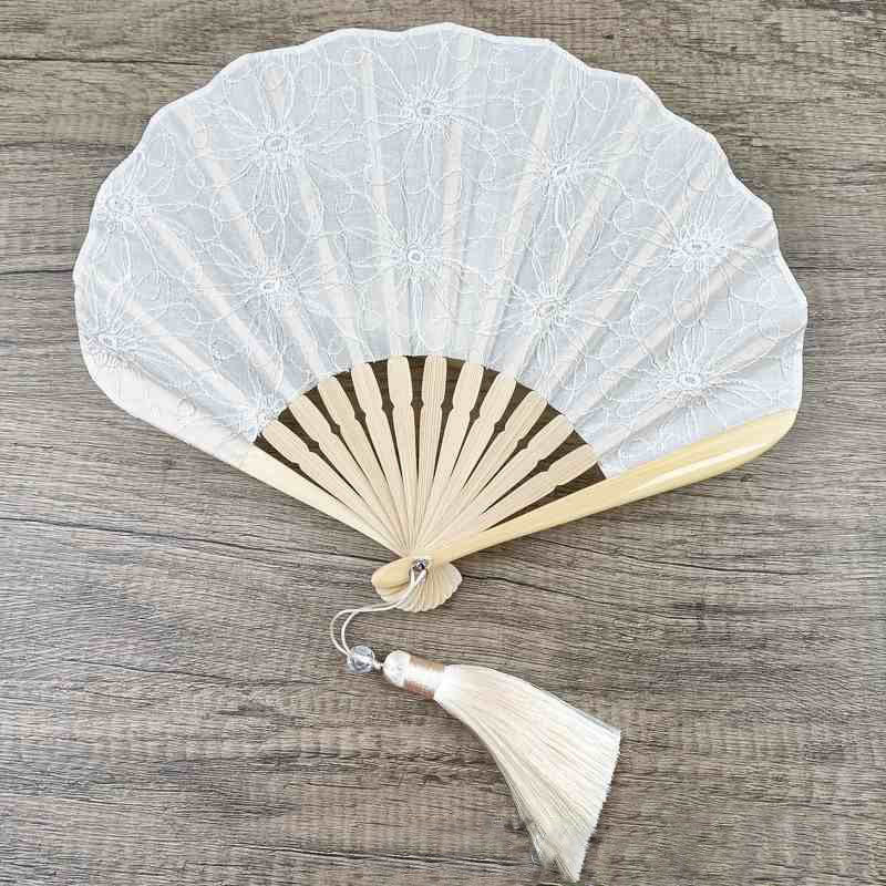 Retro Flower Embroidery Chinese Folding Fan 21cm