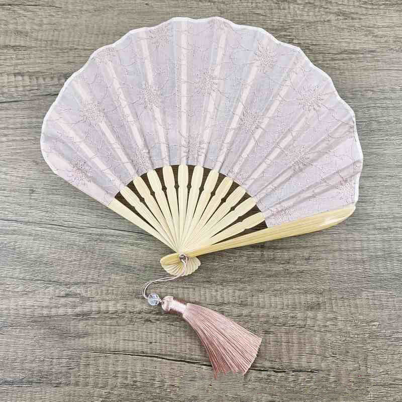Retro Flower Embroidery Chinese Folding Fan 21cm