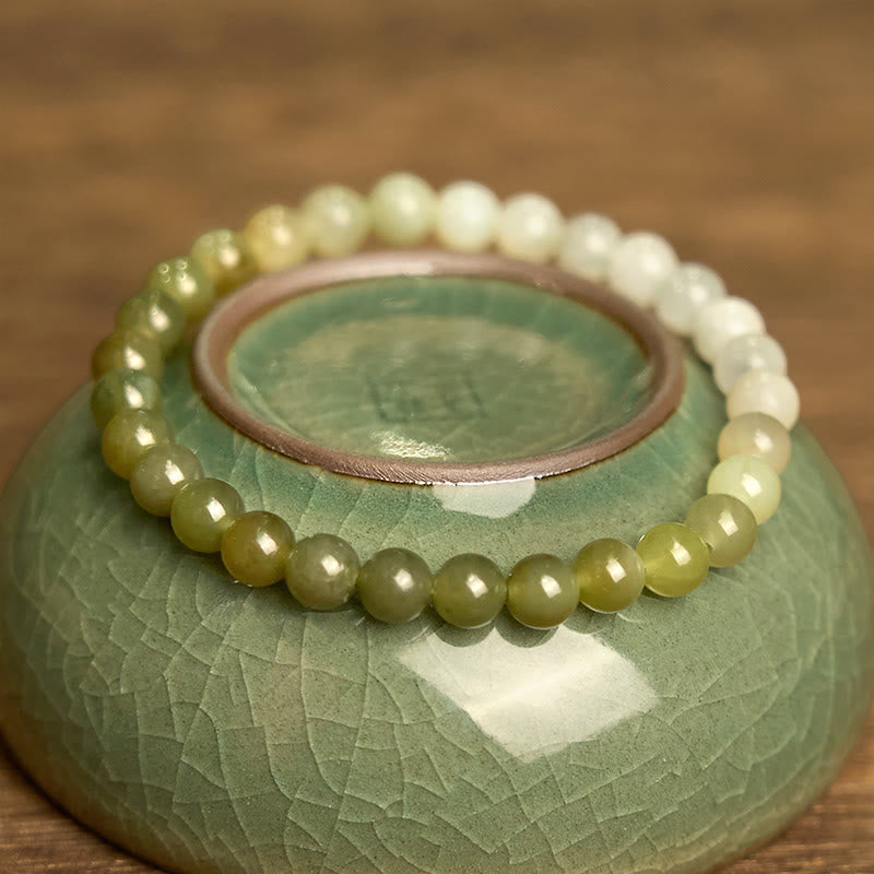 6mm Hetian Jade Gradient Color Abundance Bracelet