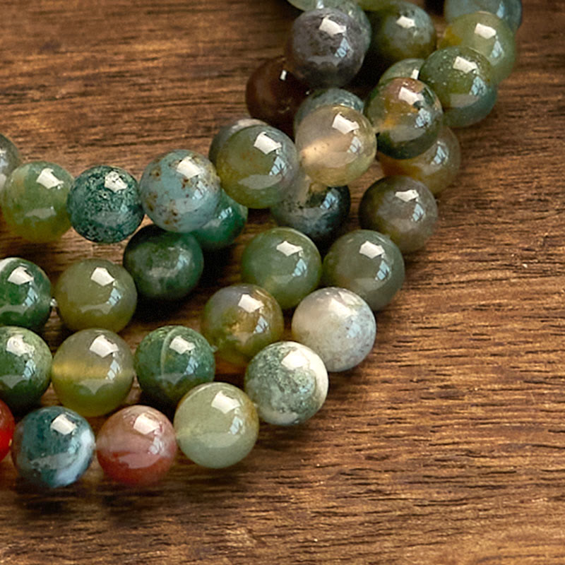 108 Beads Indian Agate Lotus Calm Bracelet for Meditation