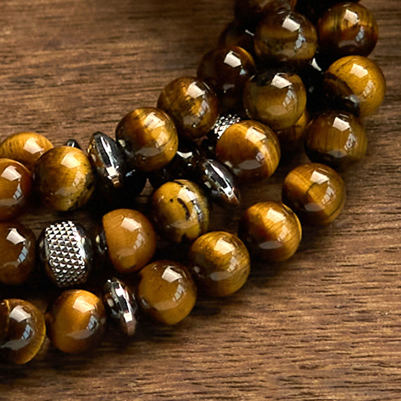 108 Beads Tiger Eye Protection Mala Bracelet 8mm Unisex