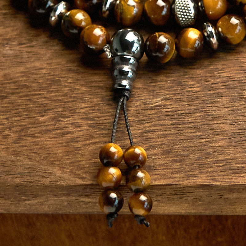 108 Beads Tiger Eye Protection Mala Bracelet 8mm Unisex