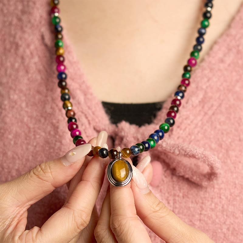 108 Beads Colorful Tiger Eye Multi-turn Protection Bracelet