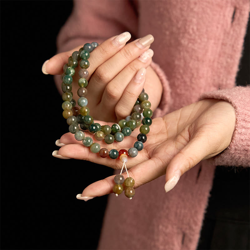 108 Bead Moss Agate 8mm Multi-Turn Healing Mala Bracelet