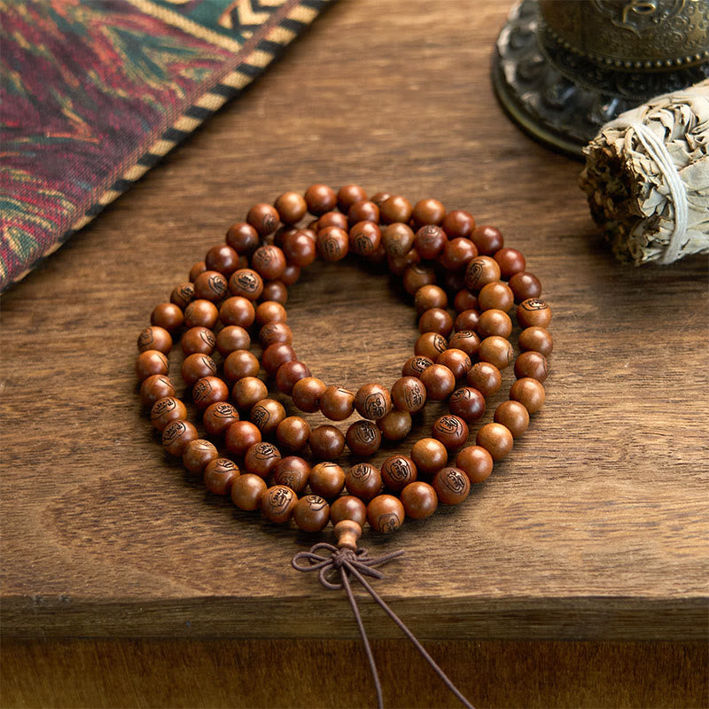 108 Bead Lightning Struck Jujube Wood Mantra Protection Bracelet