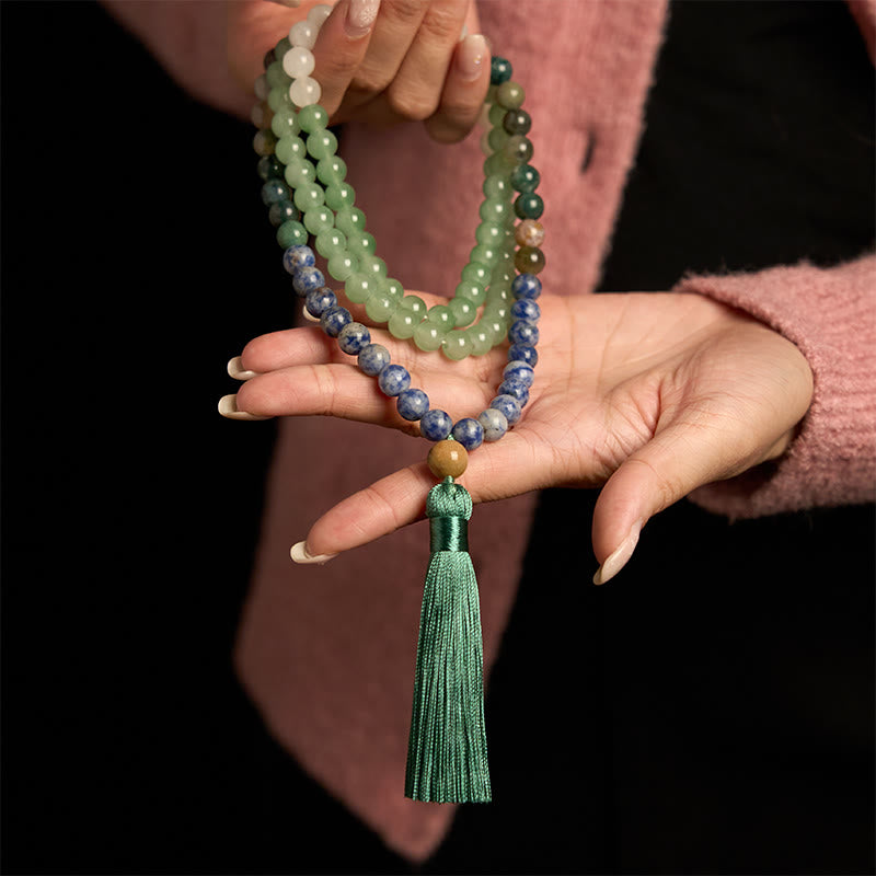 108 Bead Green Aventurine Mala Bracelet for Luck & Balance