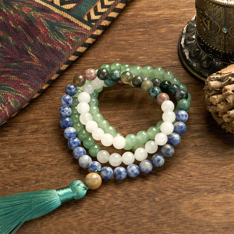 108 Bead Green Aventurine Mala Bracelet for Luck & Balance