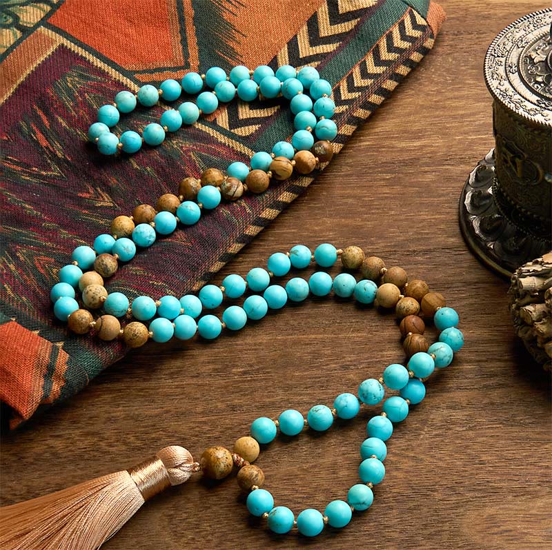 108 Beads Turquoise Picture Jasper Balance Bracelet 8mm