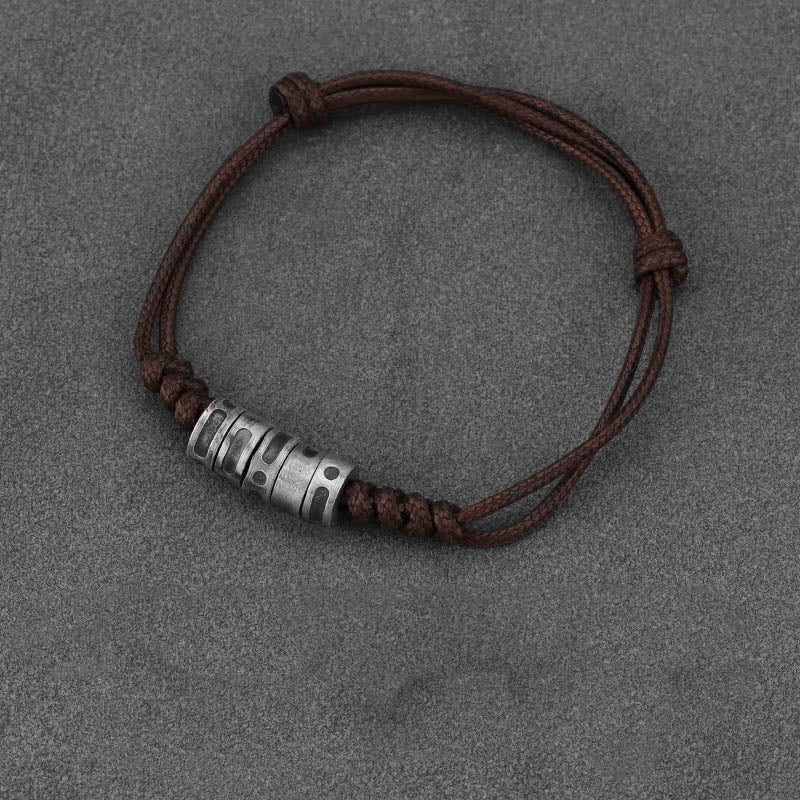 Morse Code Sterling Silver Wax Rope Bracelet