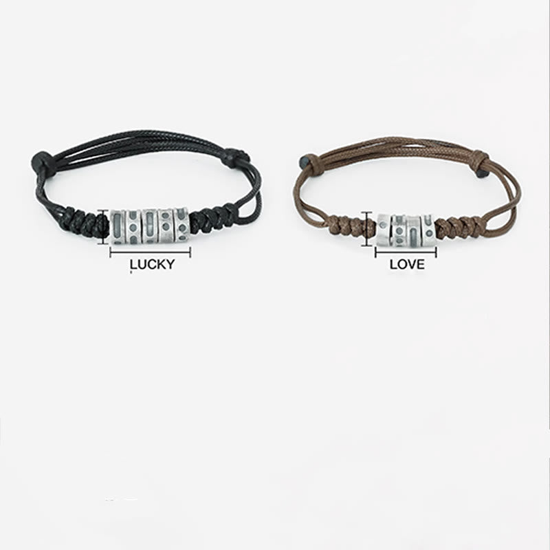 Morse Code Sterling Silver Wax Rope Bracelet