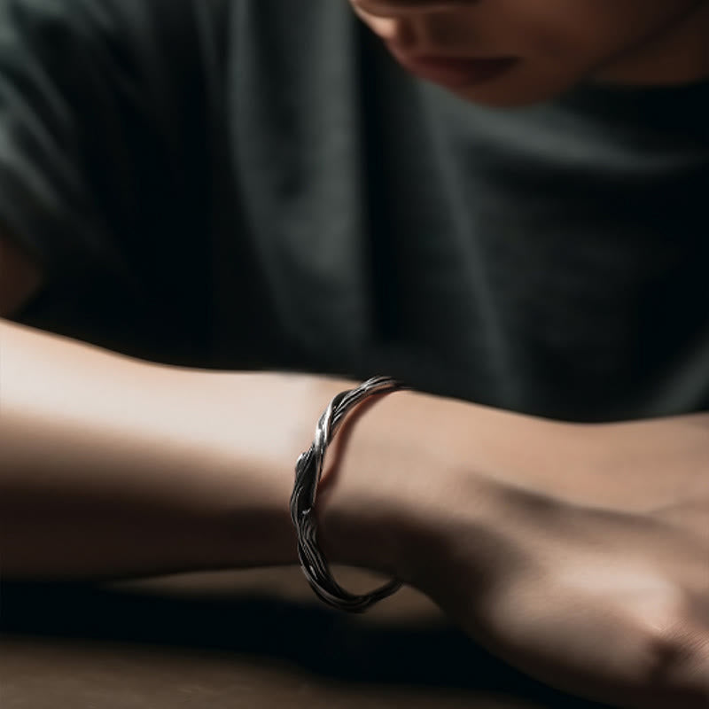 999 Sterling Silver Driftwood Cuff Bracelet Spiritual Balance