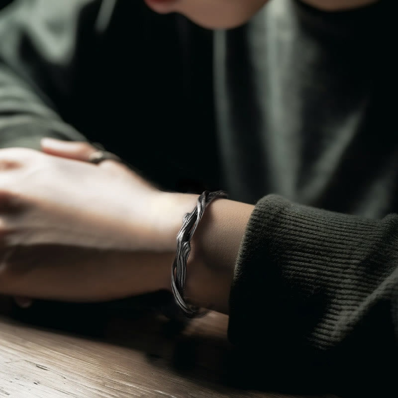 999 Sterling Silver Driftwood Cuff Bracelet Spiritual Balance