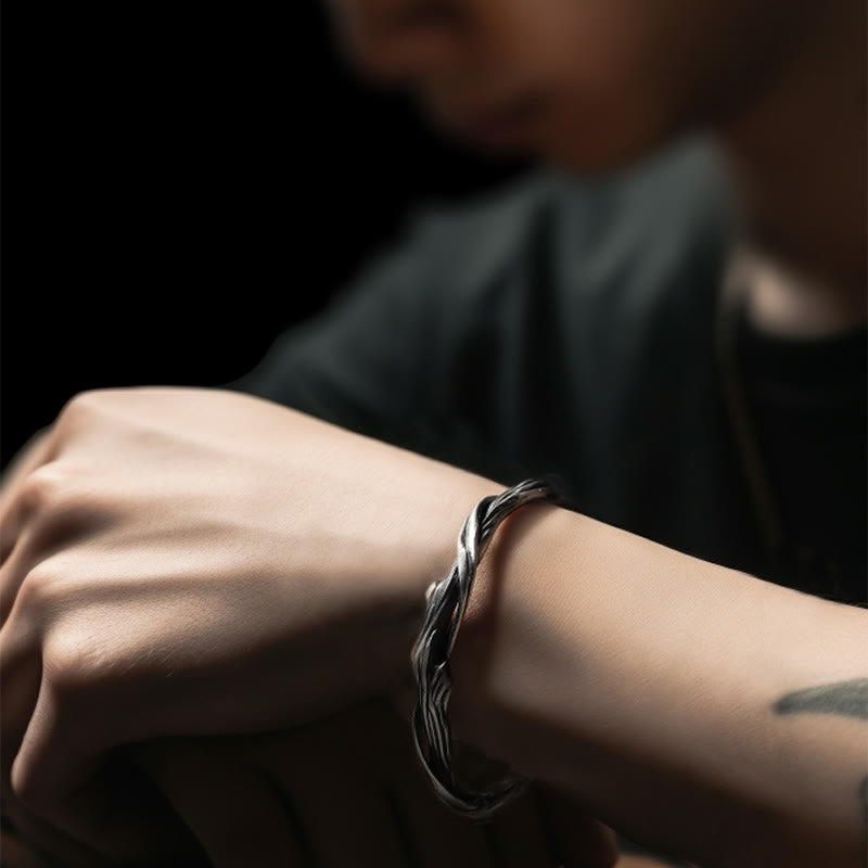 999 Sterling Silver Driftwood Cuff Bracelet Spiritual Balance
