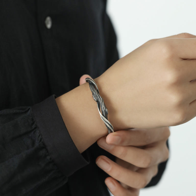 999 Sterling Silver Driftwood Cuff Bracelet Spiritual Balance