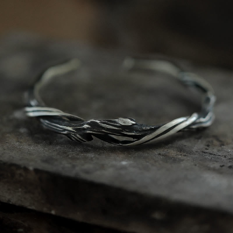 999 Sterling Silver Driftwood Cuff Bracelet Spiritual Balance