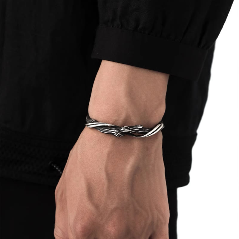 999 Sterling Silver Driftwood Cuff Bracelet Spiritual Balance