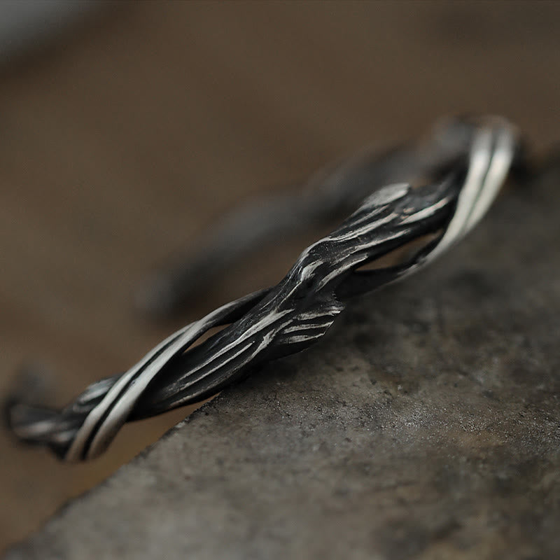 999 Sterling Silver Driftwood Cuff Bracelet Spiritual Balance