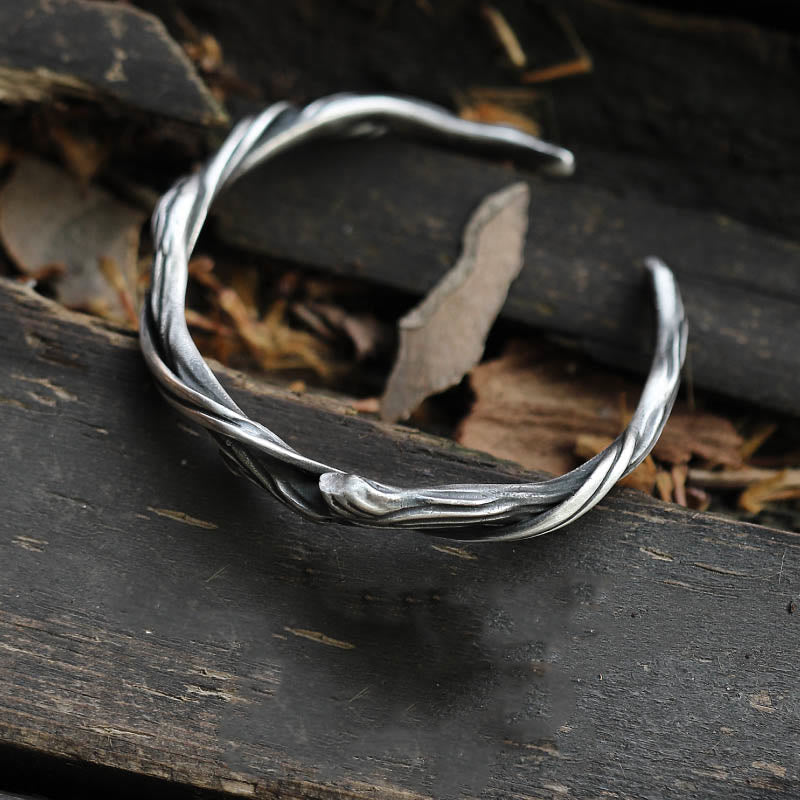 999 Sterling Silver Driftwood Cuff Bracelet Spiritual Balance