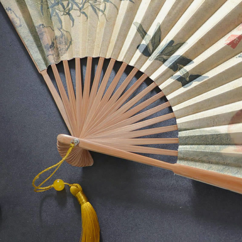 26.6cm Butterfly Cat Flower Chinese Folding Fan