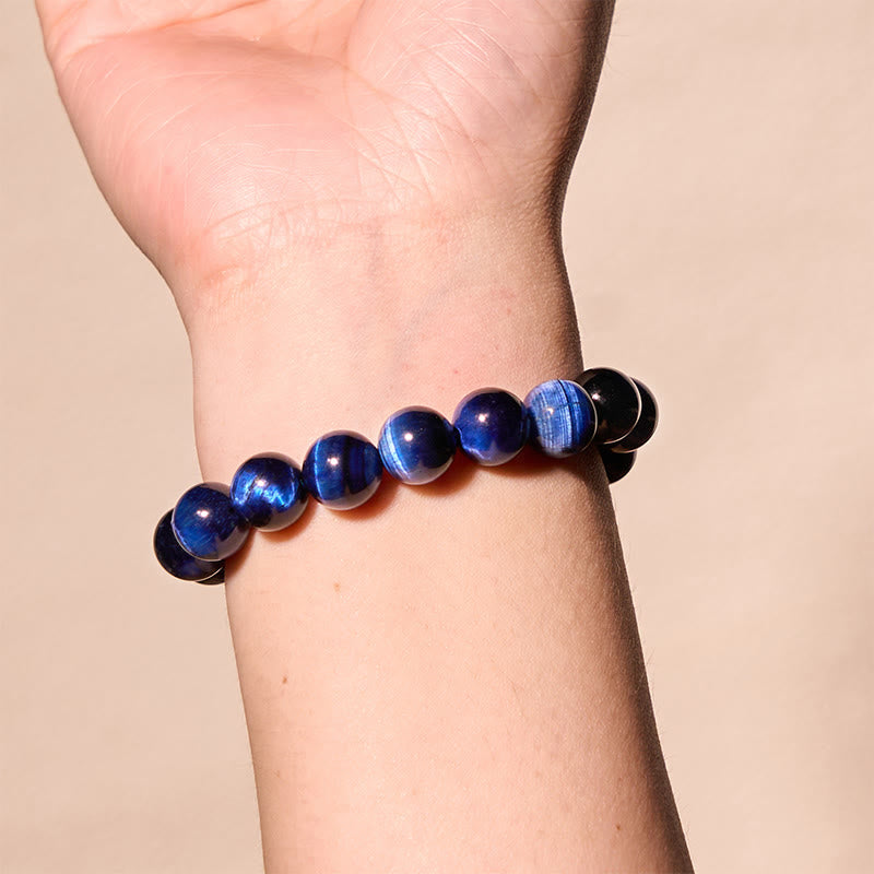 8mm Blue Tiger Eye Bracelet for Calm & Tranquility