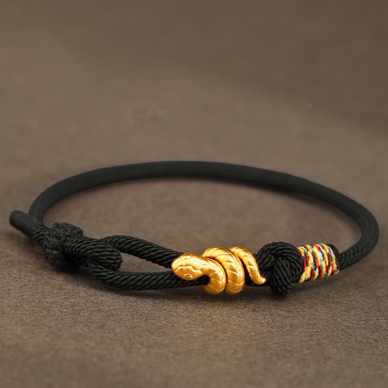 Gold Snake Red String Luck Protection Bracelet