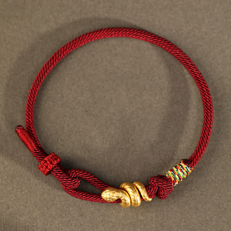 Gold Snake Red String Luck Protection Bracelet