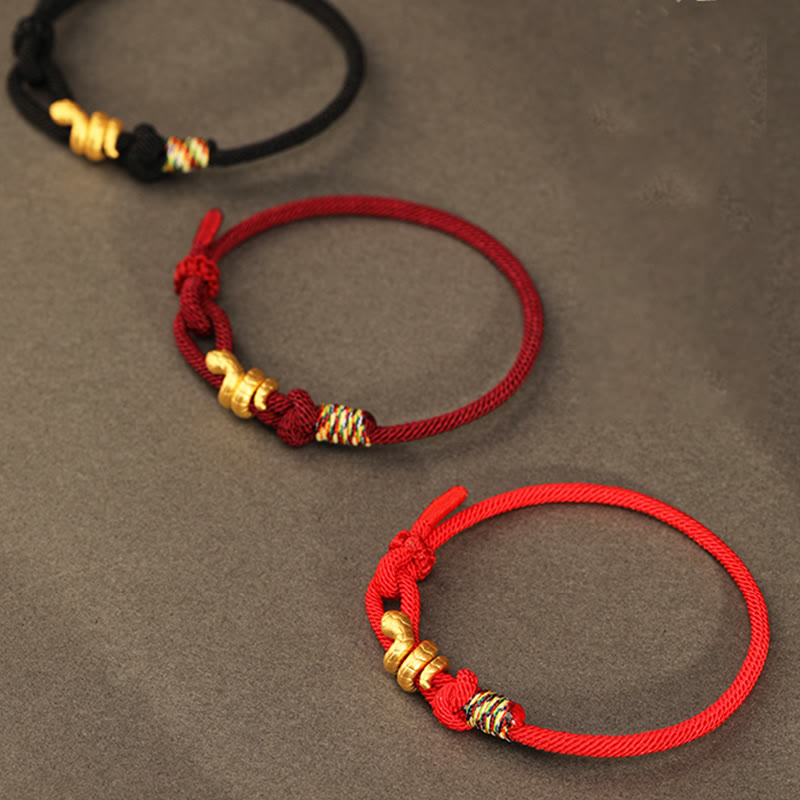 Gold Snake Red String Luck Protection Bracelet