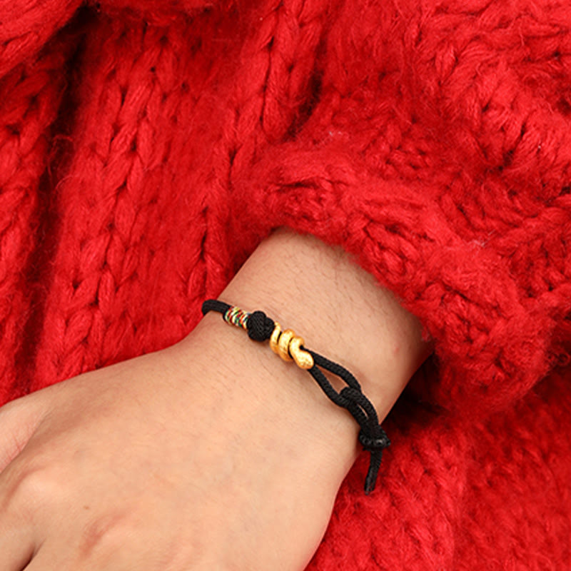 Gold Snake Red String Luck Protection Bracelet