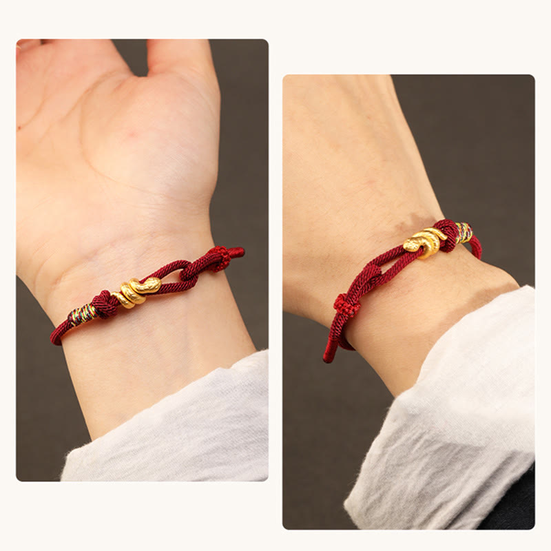 Gold Snake Red String Luck Protection Bracelet