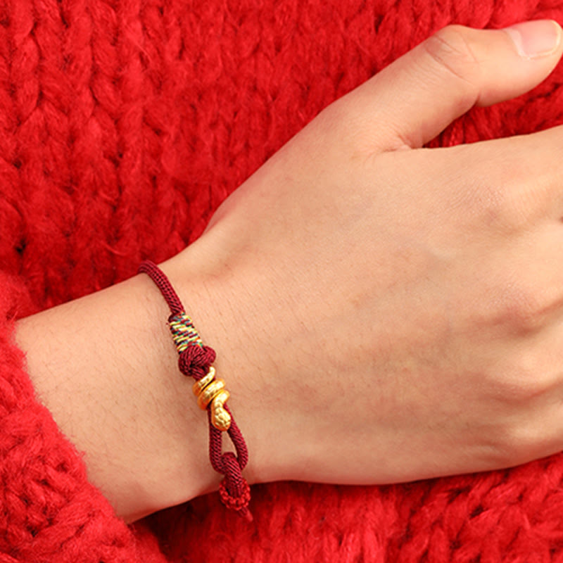Gold Snake Red String Luck Protection Bracelet
