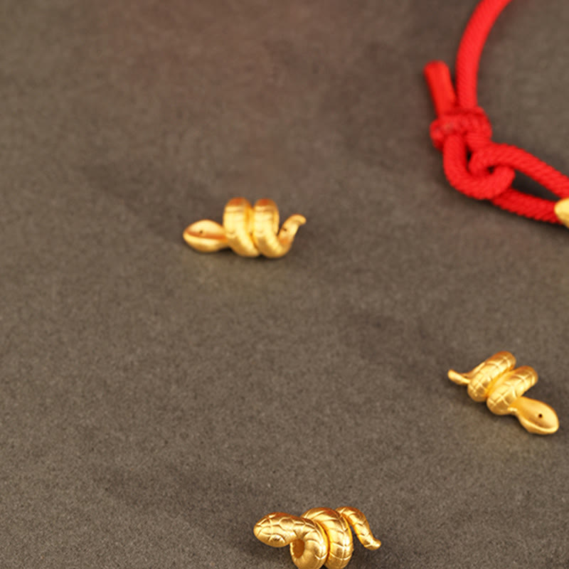 Gold Snake Red String Luck Protection Bracelet