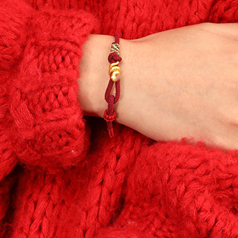 Gold Snake Red String Luck Protection Bracelet