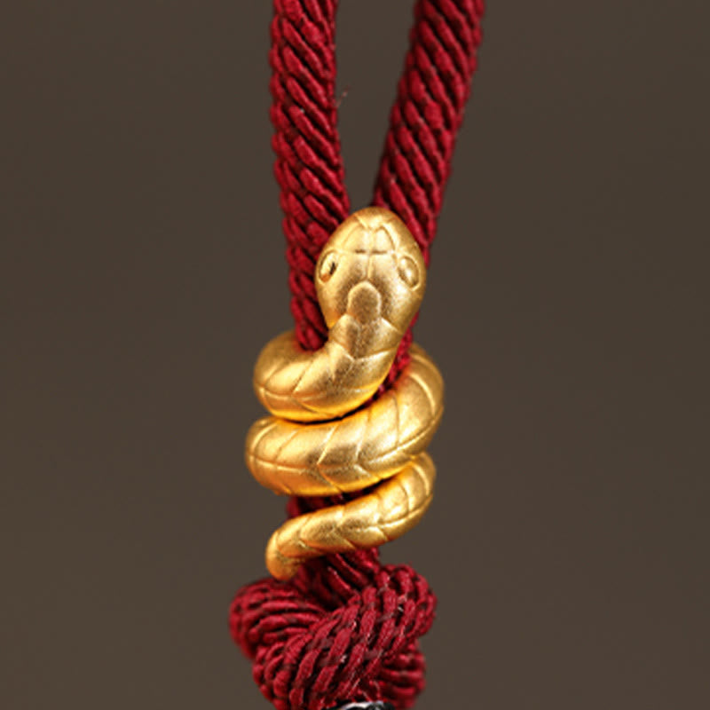 Gold Snake Red String Luck Protection Bracelet