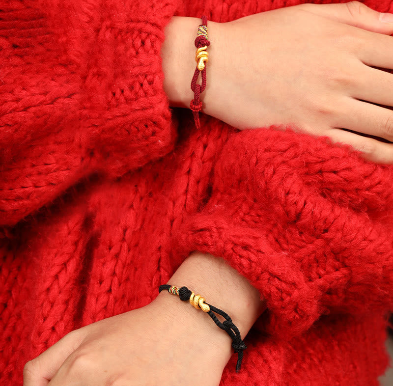 Gold Snake Red String Luck Protection Bracelet