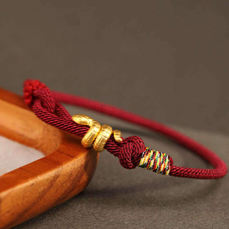 Gold Snake Red String Luck Protection Bracelet