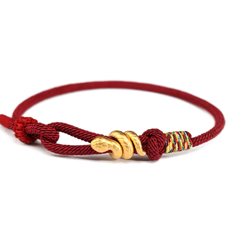Gold Snake Red String Luck Protection Bracelet