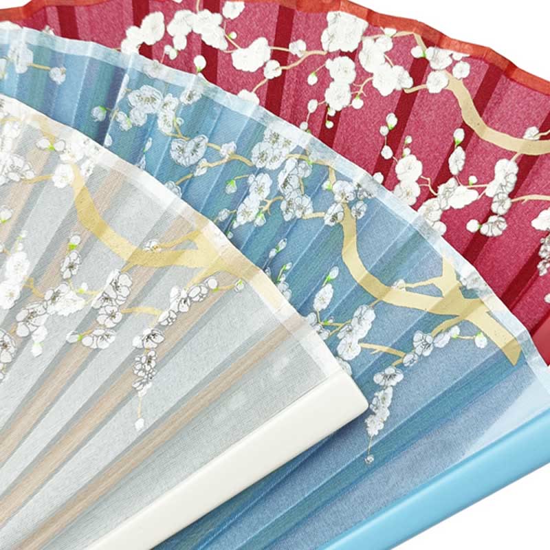 18cm Crane Plum Blossom Chinese Folding Silk Fan