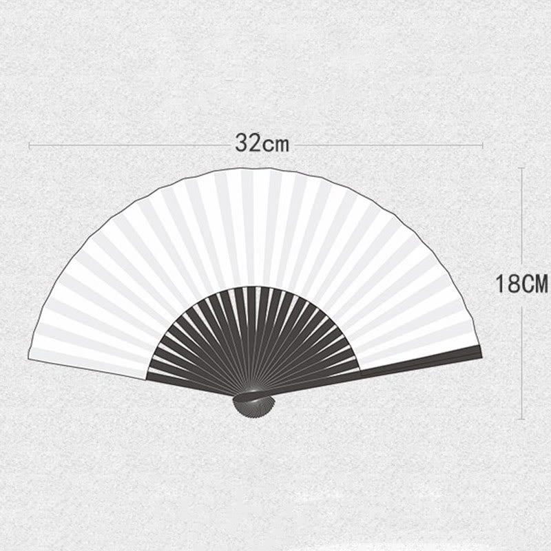 18cm Crane Plum Blossom Chinese Folding Silk Fan