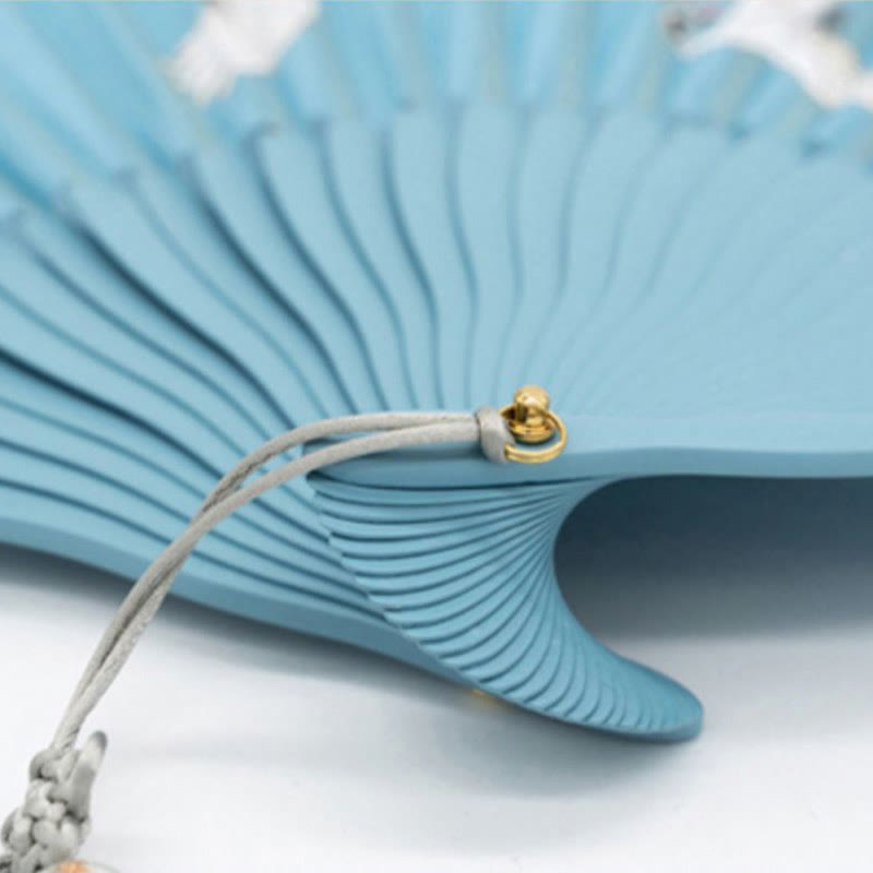 18cm Crane Plum Blossom Chinese Folding Silk Fan