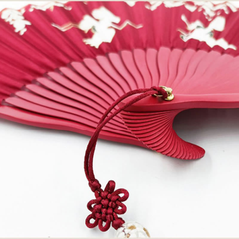 18cm Crane Plum Blossom Chinese Folding Silk Fan