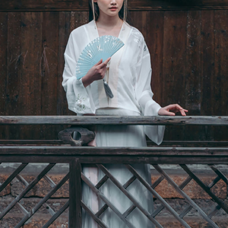 18cm Crane Plum Blossom Chinese Folding Silk Fan