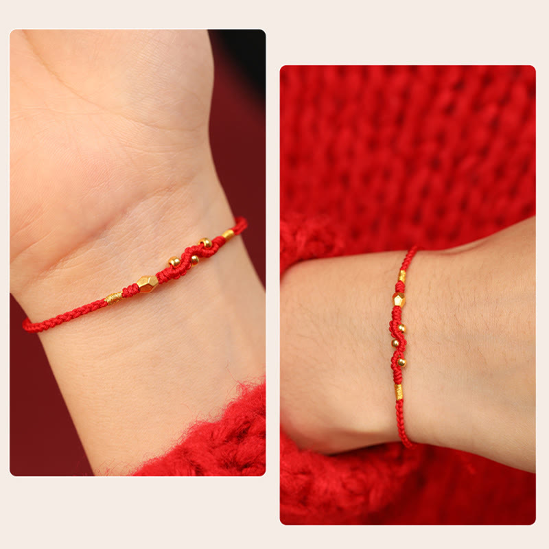 999 Gold Snake Red String Protection Bracelet