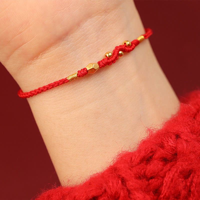 999 Gold Snake Red String Protection Bracelet
