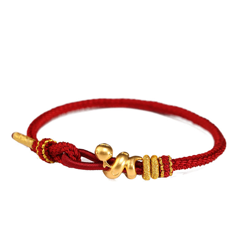 Gold Snake Red String bracelet for Strength & Protection