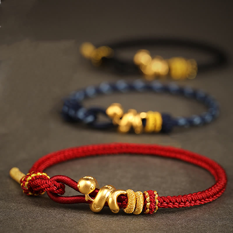 Gold Snake Red String bracelet for Strength & Protection