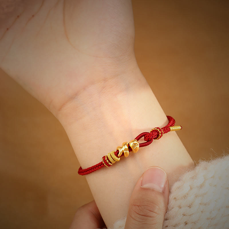 Gold Snake Red String bracelet for Strength & Protection