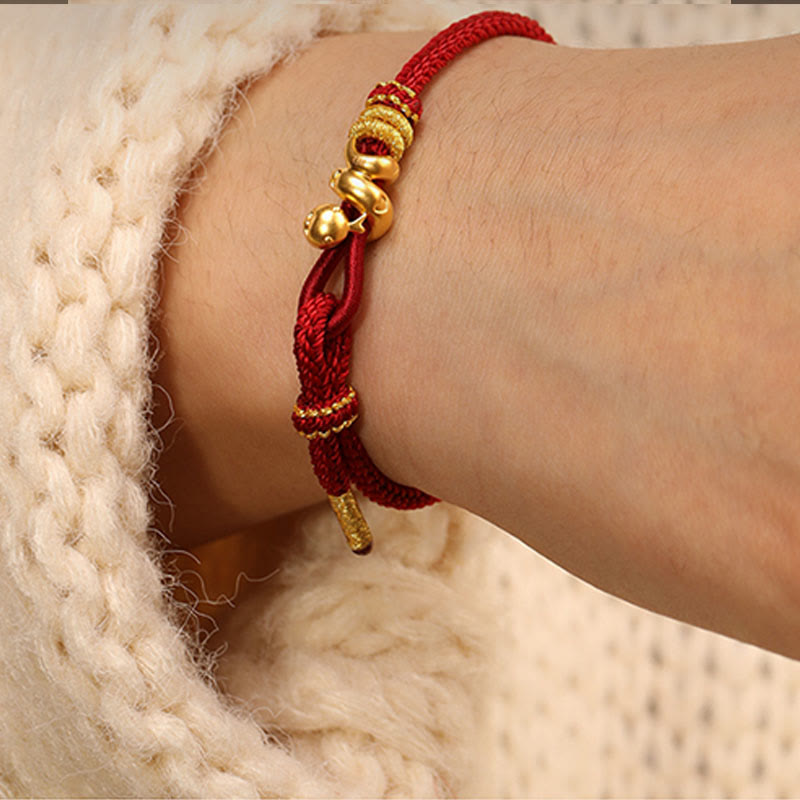 Gold Snake Red String bracelet for Strength & Protection
