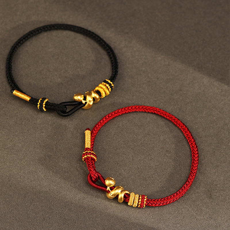 Gold Snake Red String bracelet for Strength & Protection