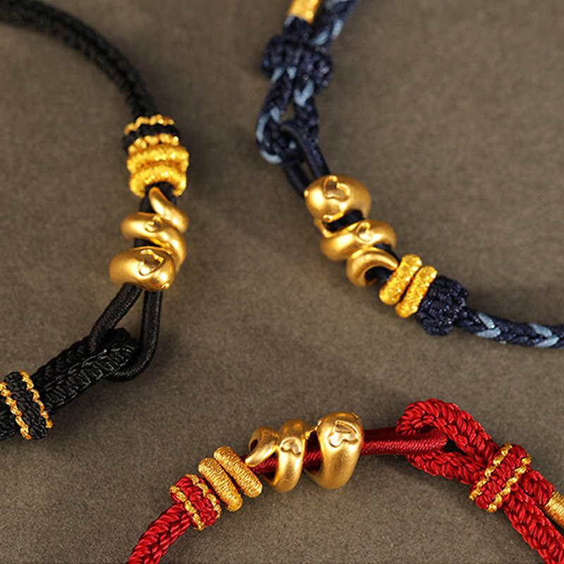 Gold Snake Red String bracelet for Strength & Protection
