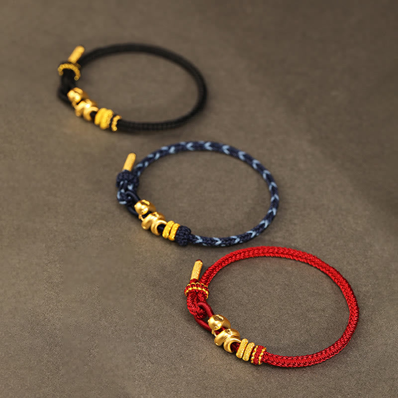 Gold Snake Red String bracelet for Strength & Protection